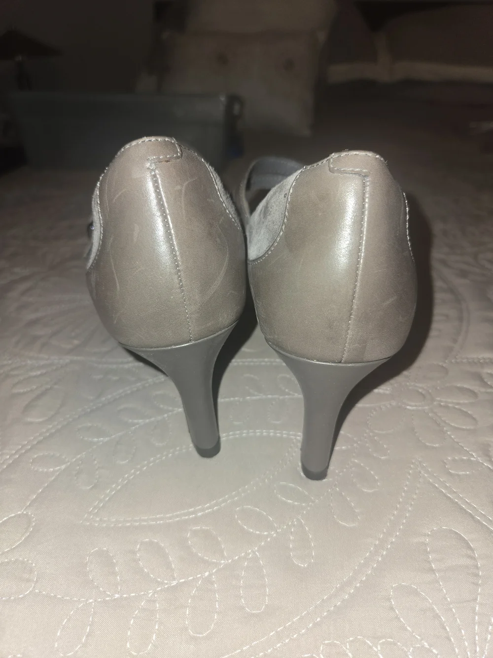 Clarks Gray Suede Mary Jane Flats with Buckle Strap